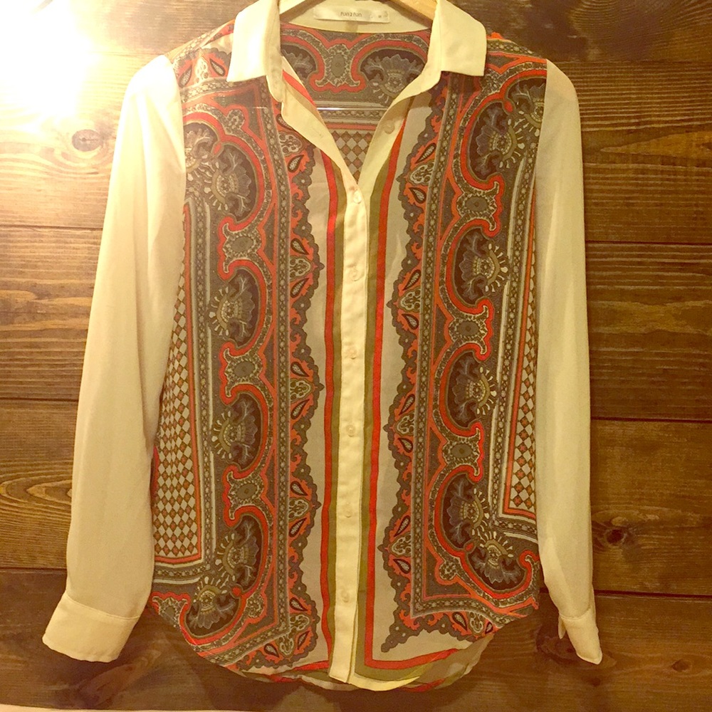 Beautiful pattern button down blouse